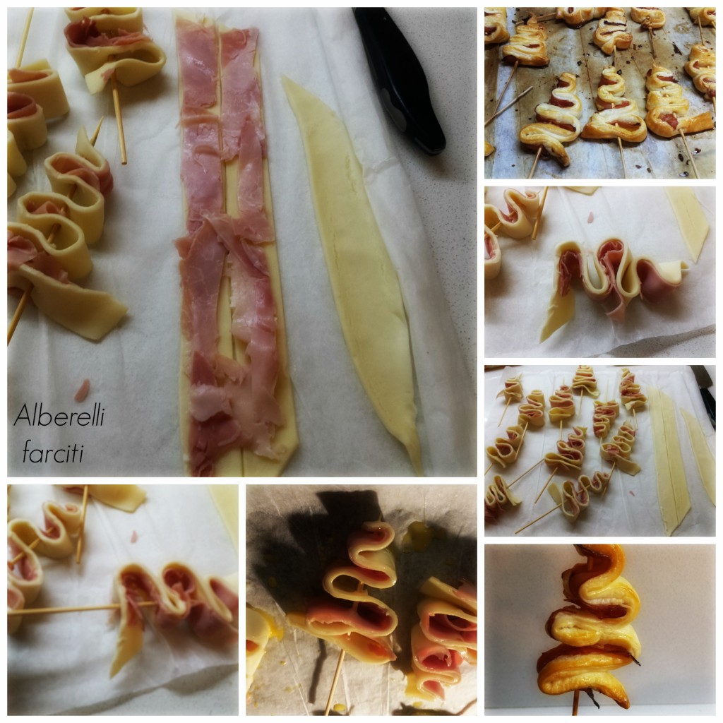 Collage Alberelli di pasta sfoglia farciti